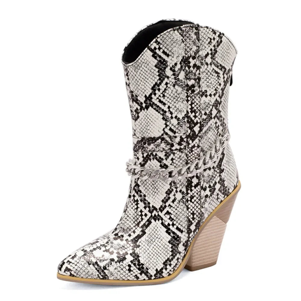 Womens Cowboy boots Snake Print