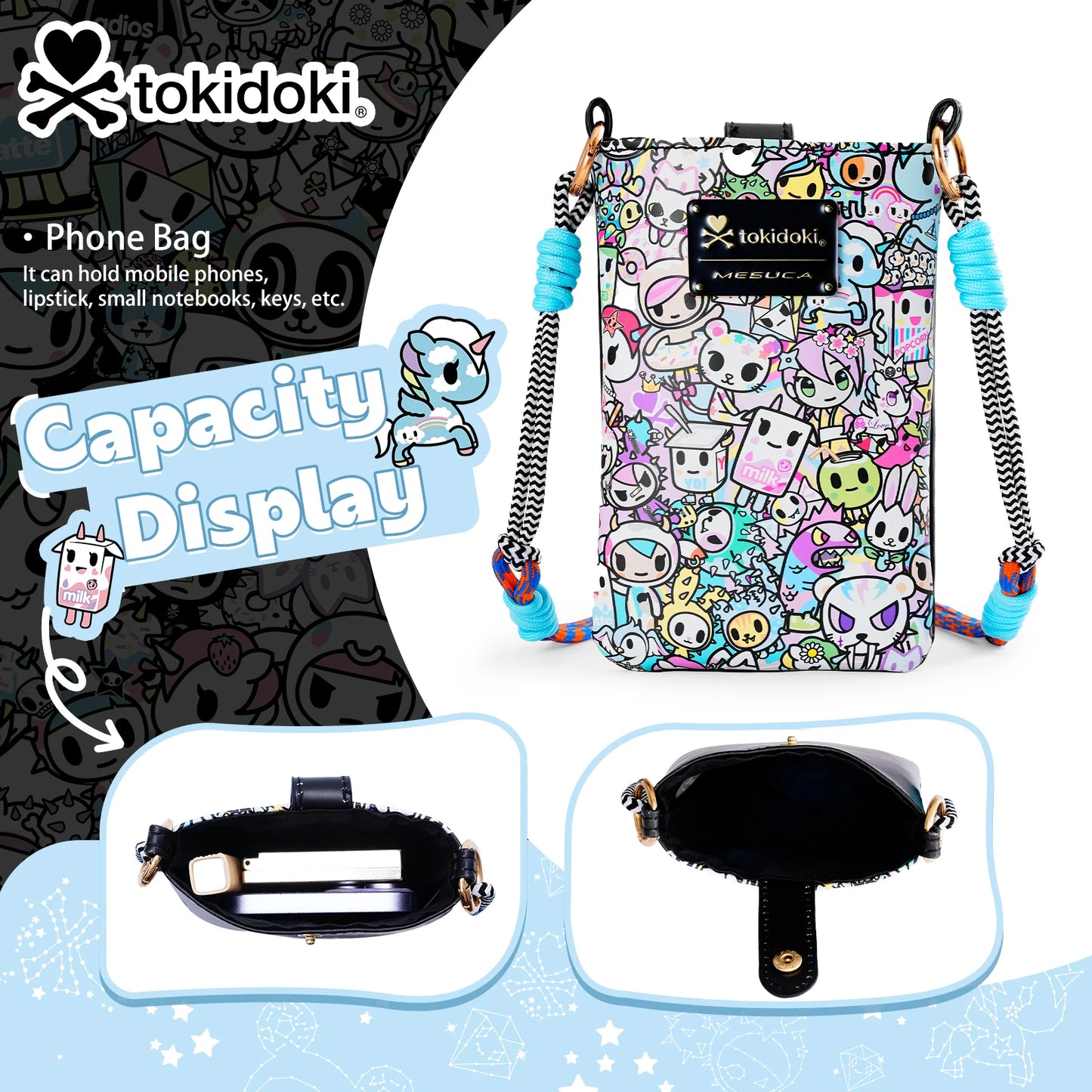 Tokidoki Unicorno PU Leather Crossbody Phone Bag With Adjustable Strap