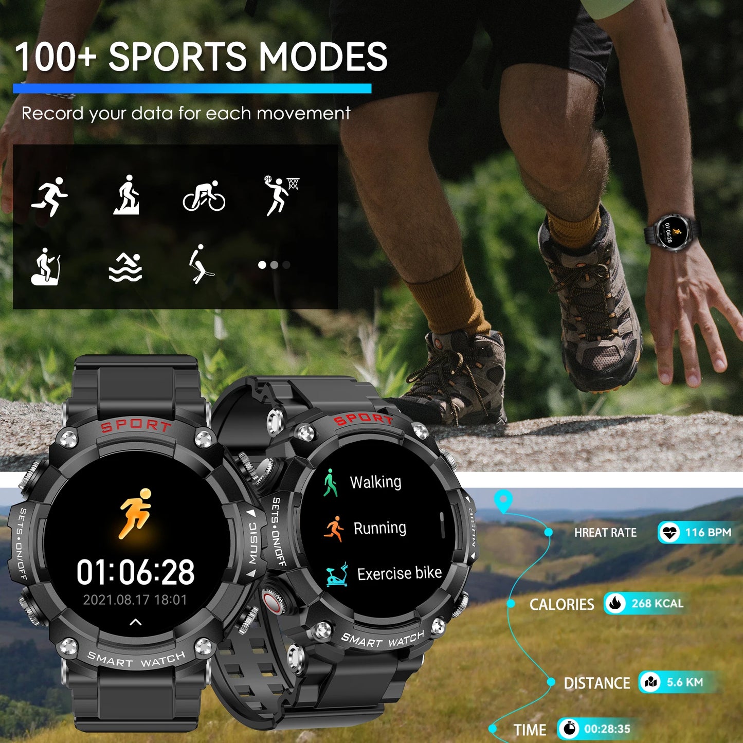 LaNikar Smartwatch With AMOLED Display And In Ear Bluetooth Headset HR SpO2