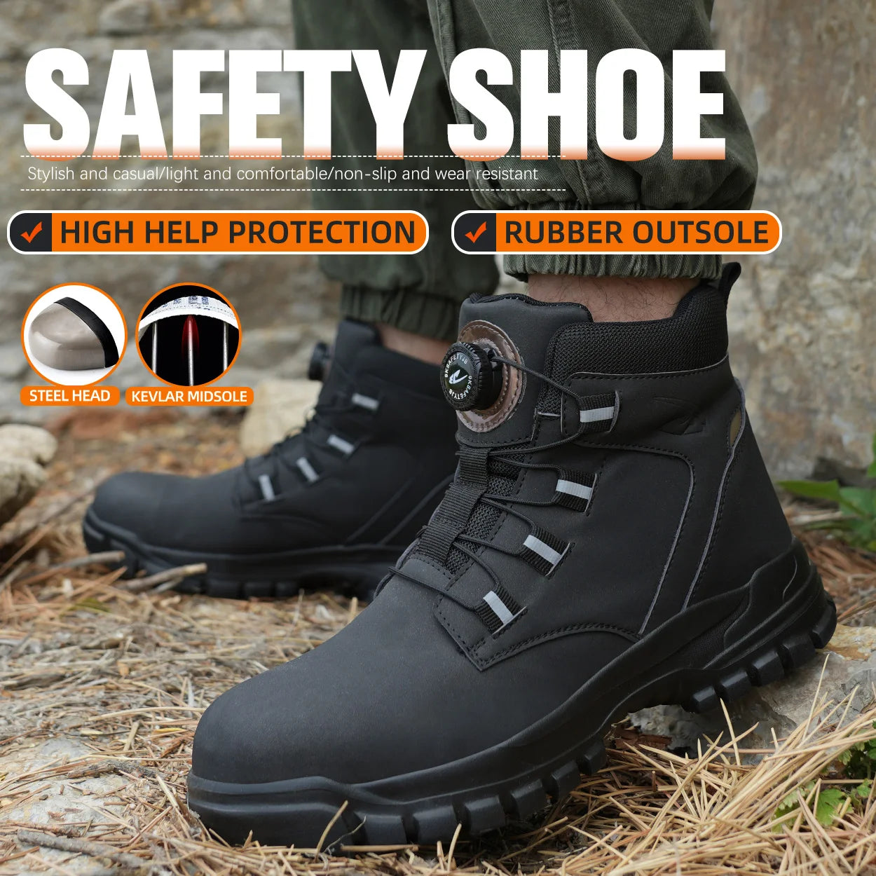 Safety Boots Men Indestructible Steel Toe Work Shoes