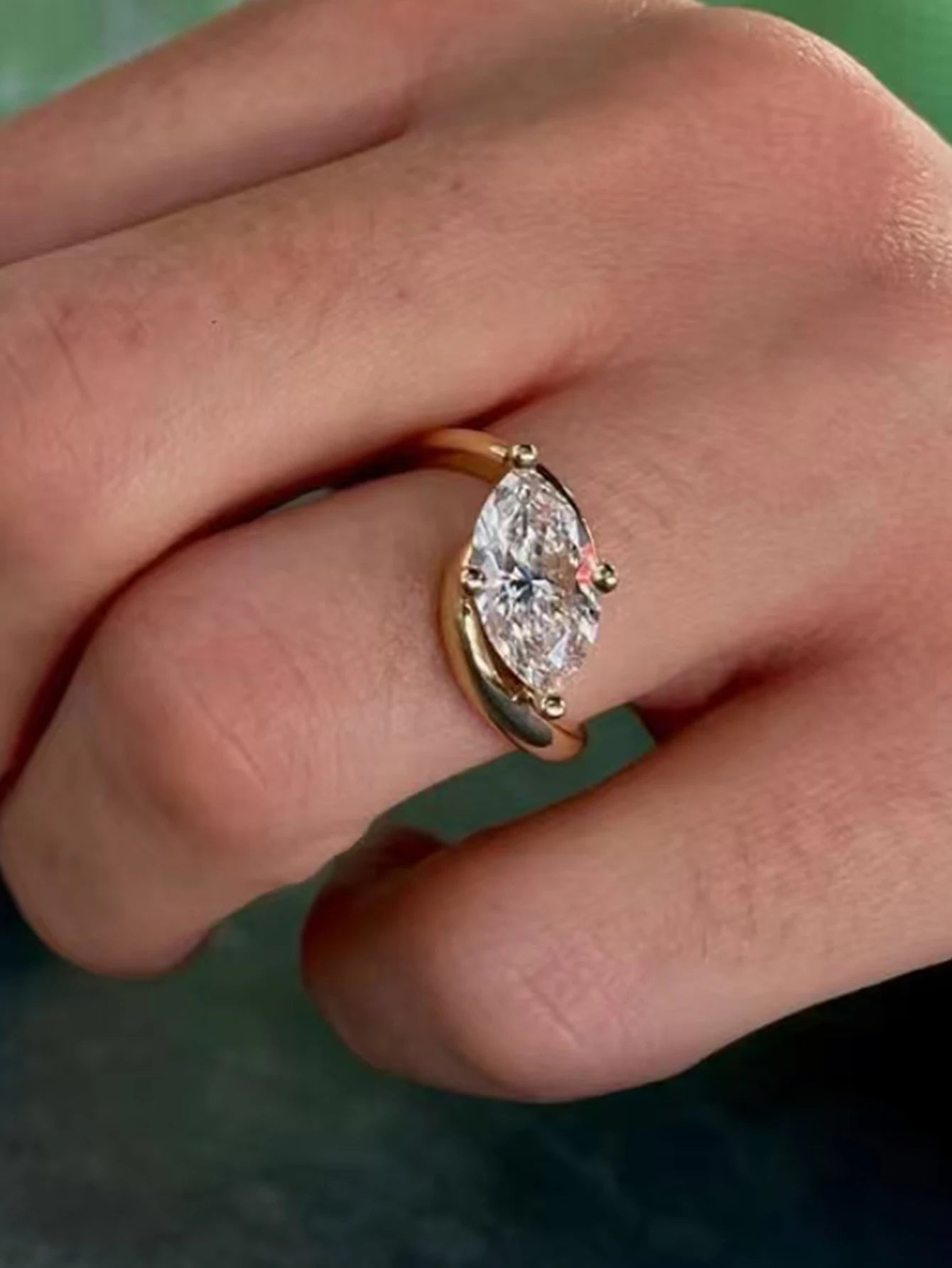 S925 Sterling Silver Moissanite Ring Marquise 1.5CT