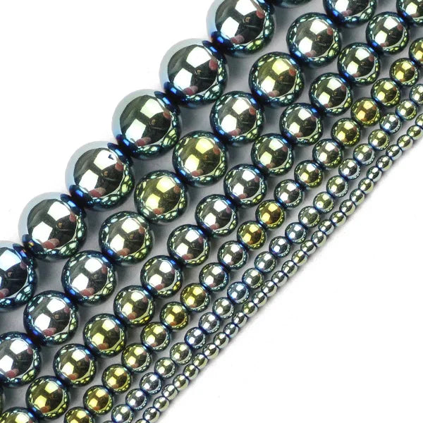 HGKLBB Round Hematite Beads Plated Natural for Jewelry Making DIY