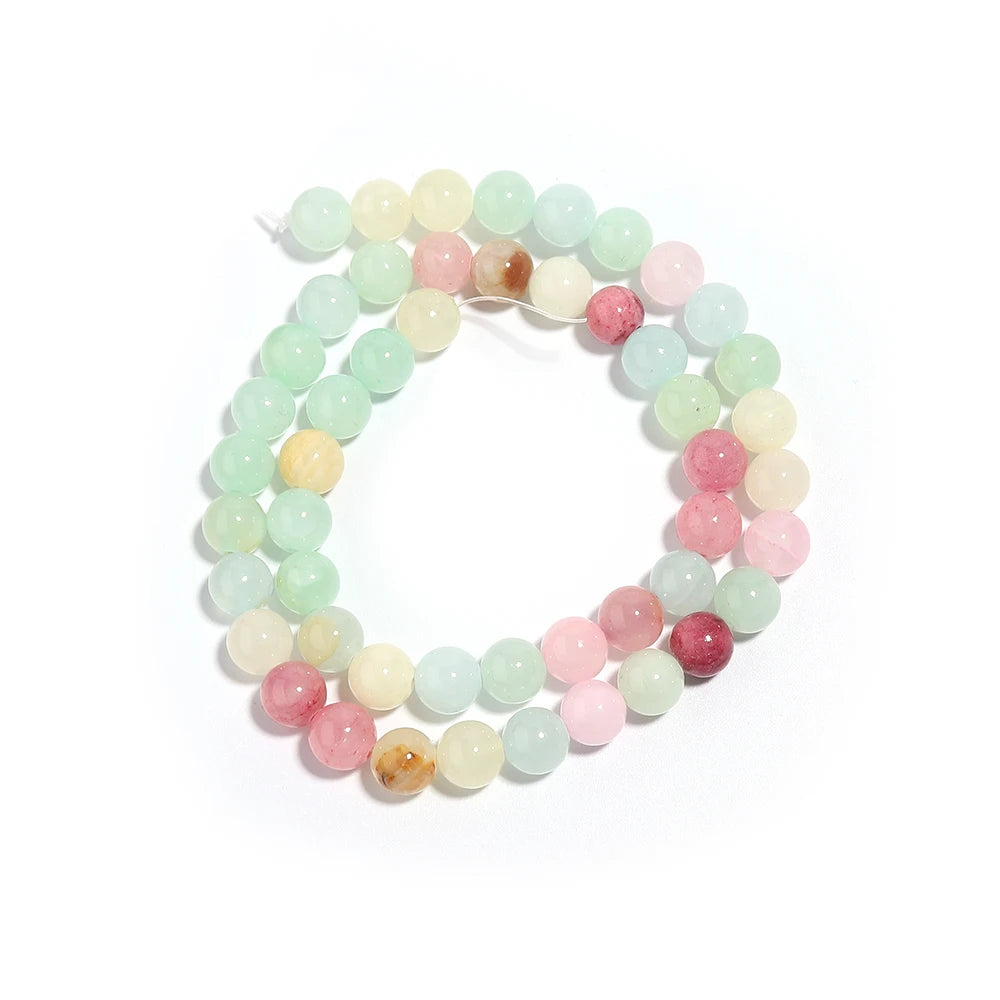 Natural Colorful Jade Stone Beads Round For Jewelry Making