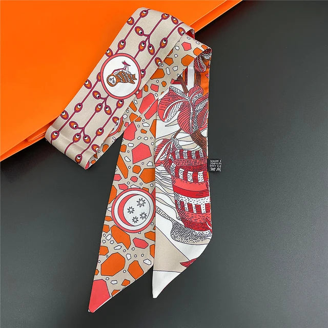 Scarf Skinny Plaid Silk Accessory
