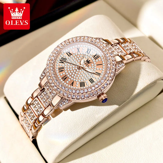 OLEVS Diamond Watch 9943 For Women Stainless Steel Waterproof Quartz