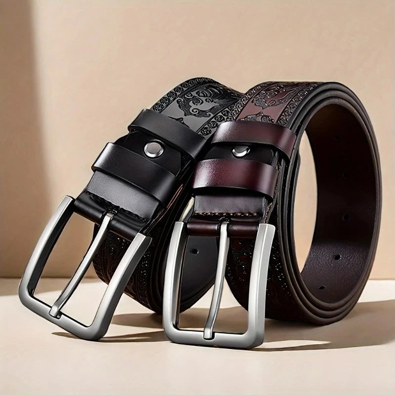 Leather Western Style Belt Alloy Buckle