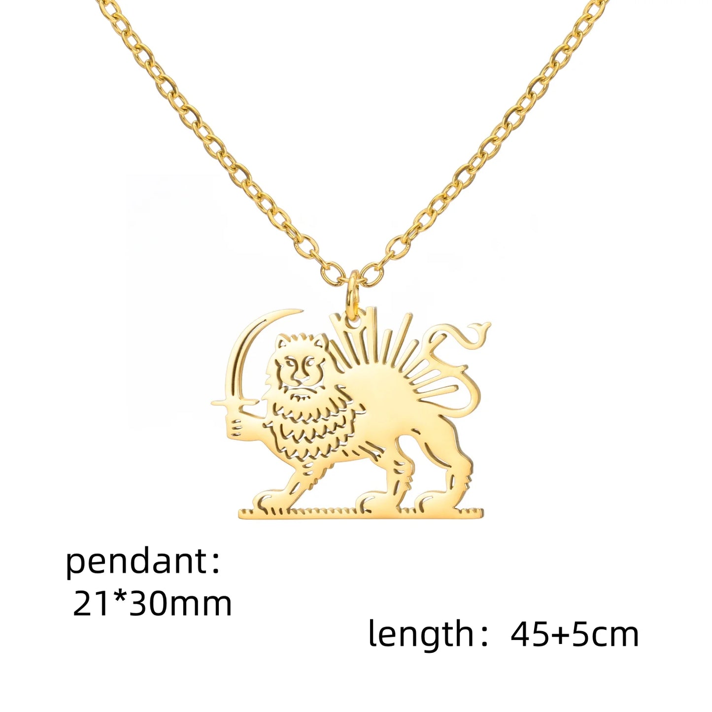 Necklace Persian Lion and Sun Necklace Pendant