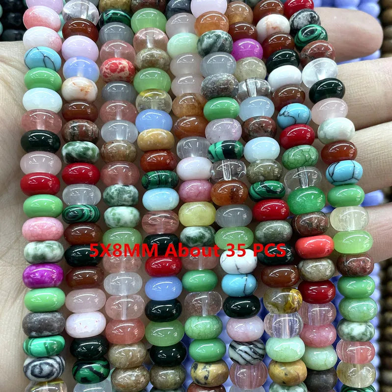 Natural Stone Beads For Jewelry Making Agate Quartz Wheel Beads