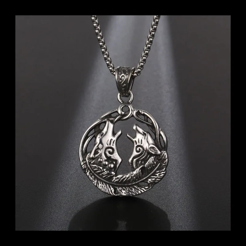 Wolf Pendant Necklace Titanium Steel