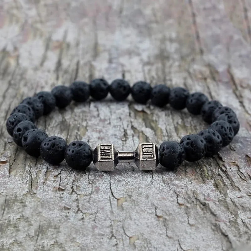 Bracelet Volcanic Lava Stone Dumbbell