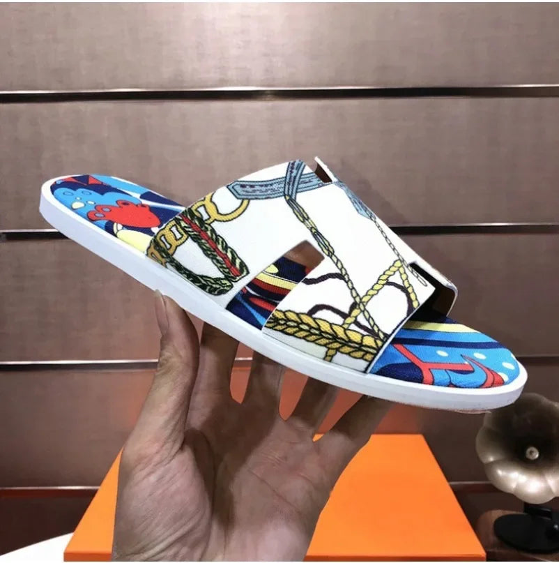 Summer Womens Slippers Korean Edition Flat Bottom Graffiti