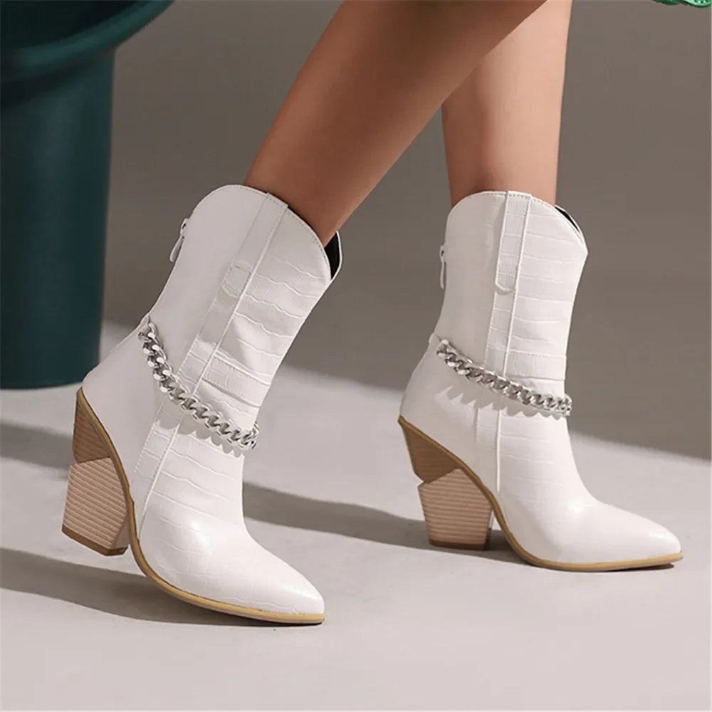 Womens Cowboy boots Snake Print