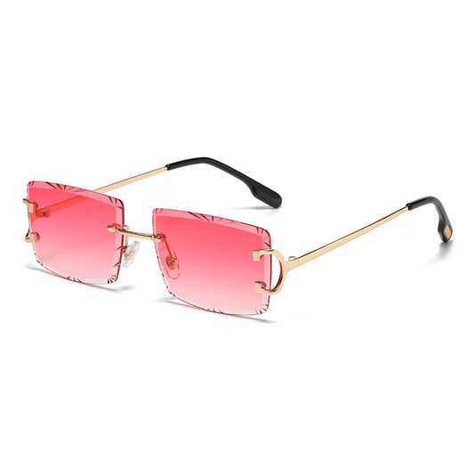 Frameless UV400 Sunglasses Alloy Square Frames For Men Women