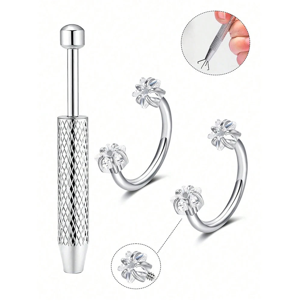 Stainless Steel Horseshoe Nose Studs With Cubic Zirconia