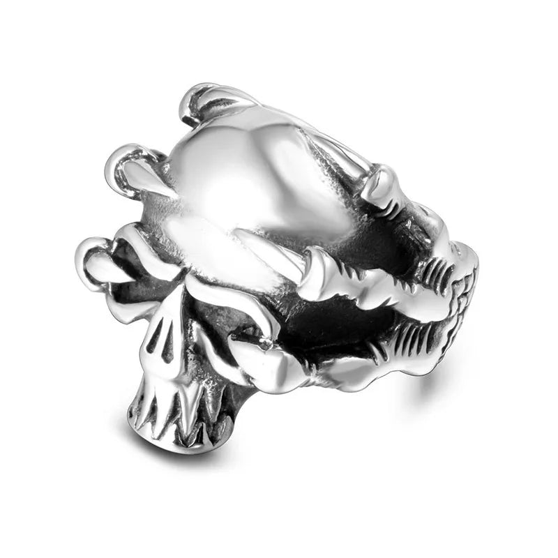 Skull Ring Titanium Steel Dragon Claw