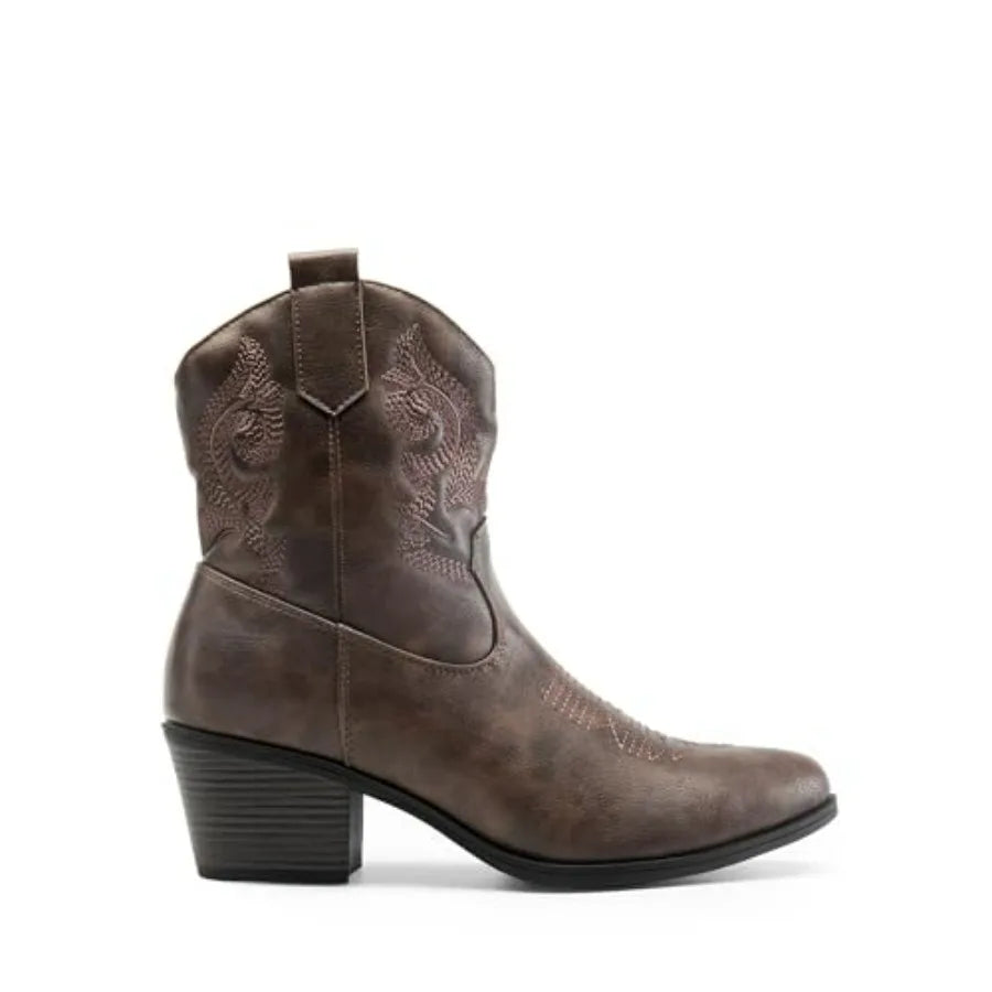 Women's Western Cowboy Embroided  Ankle Boots