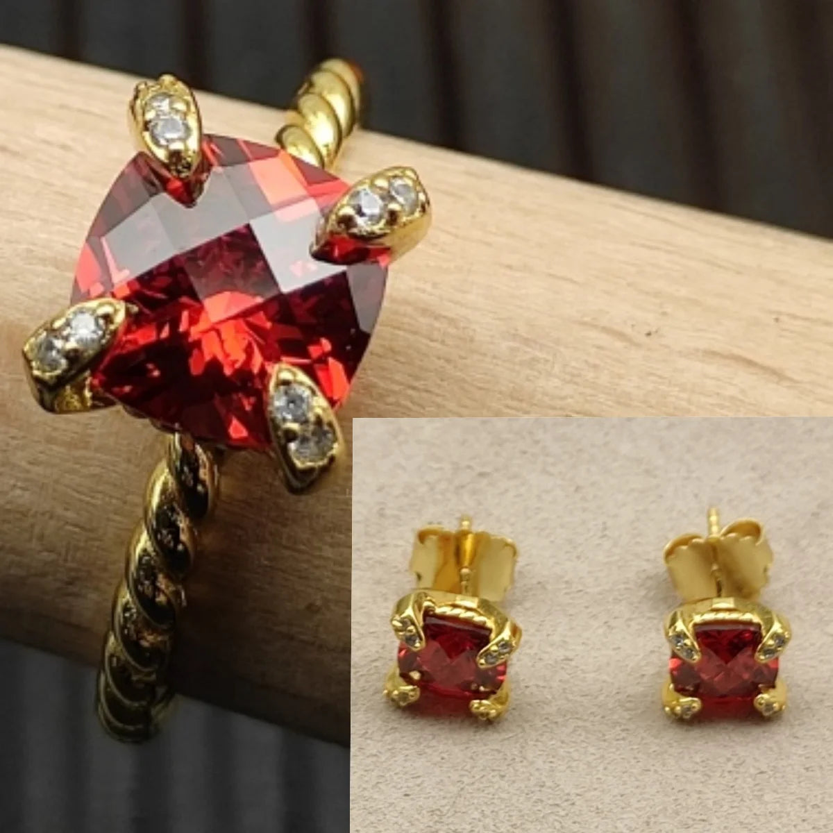 Earring, Ring, Necklace  8mm  Stone Set