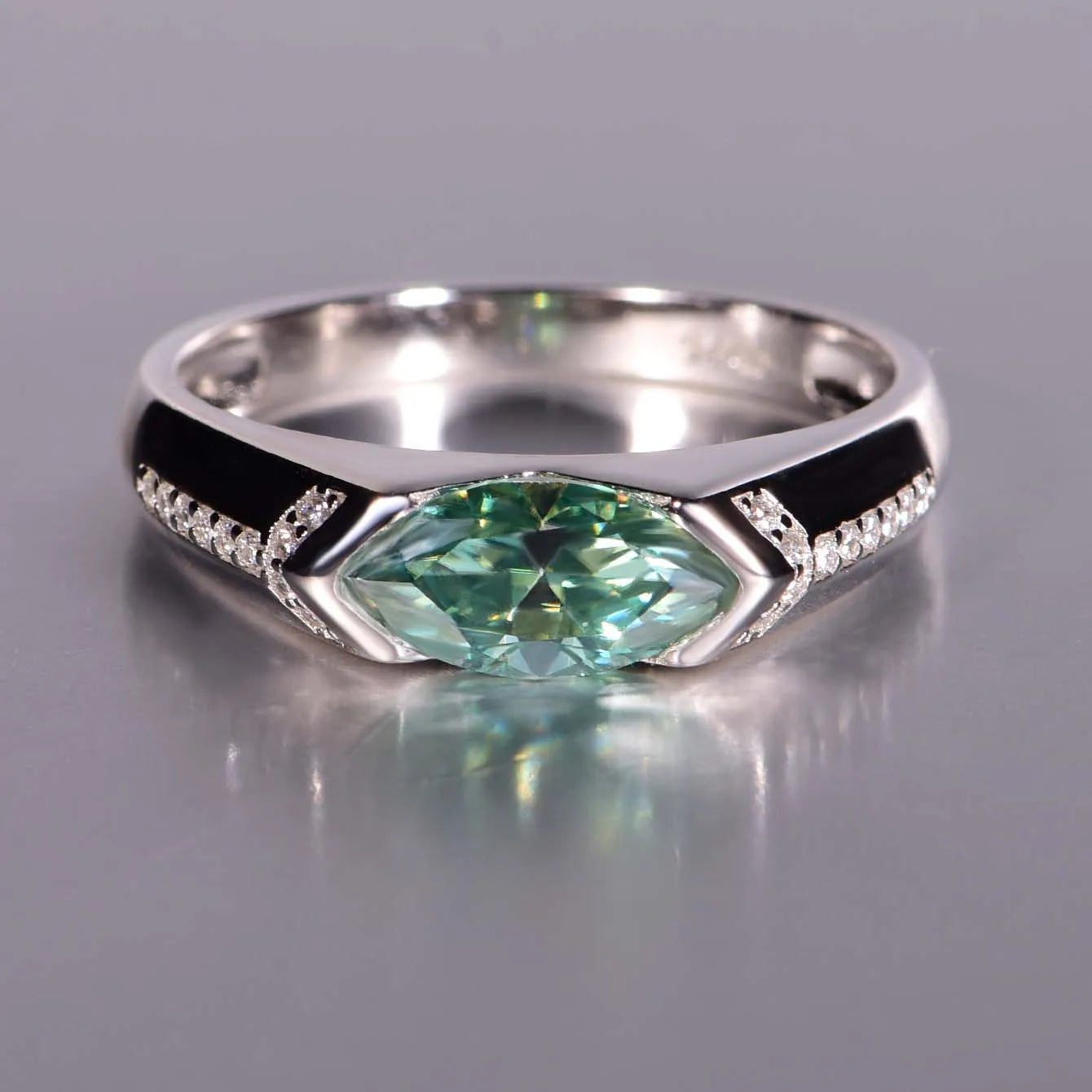 Sterling Silver 925 Moissanite Marquise Ring 1 Carat