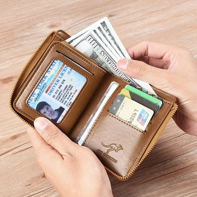 Leather Wallet RFID Zipper Card Holder Purse