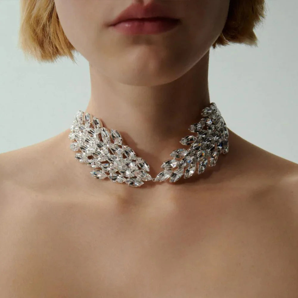 StoneFans Crystal Statement Choker  Rhinestone Collar