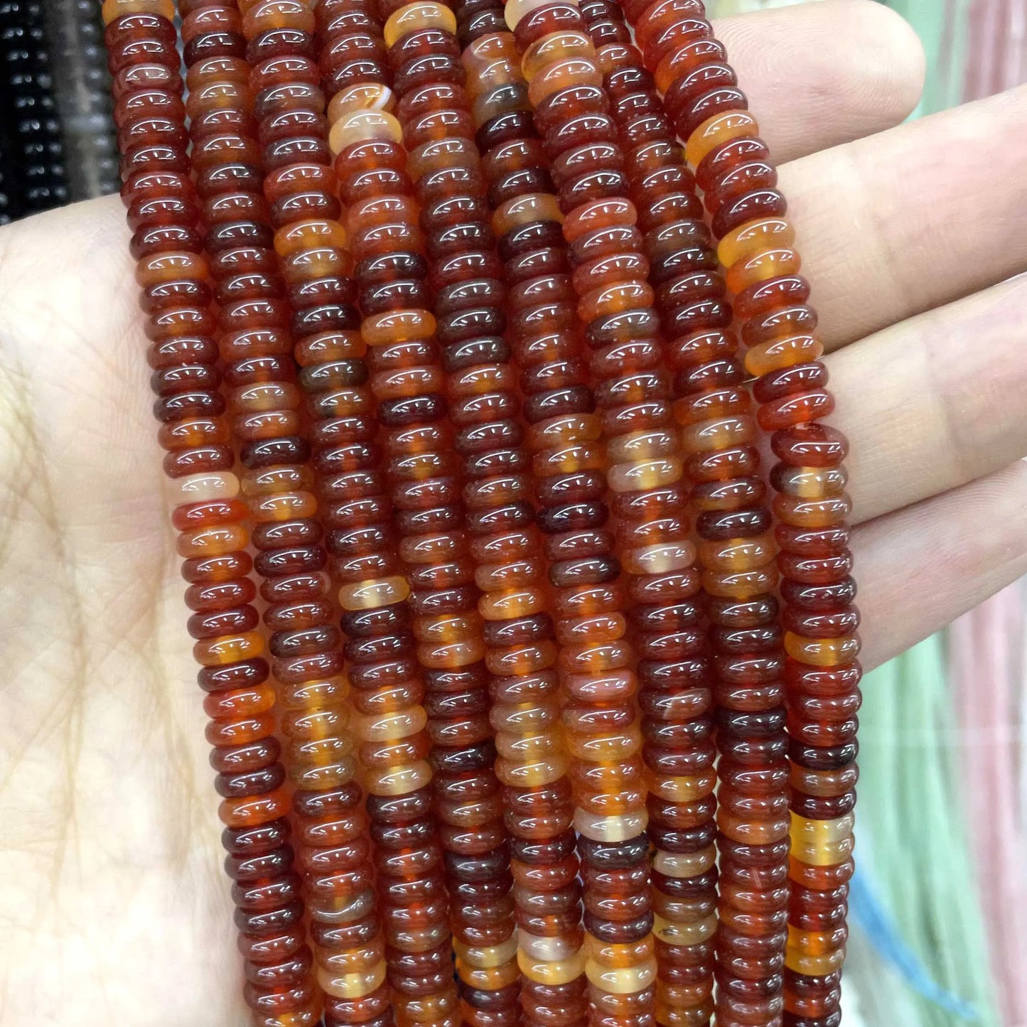 Natural Stone Bead Spacers Quartz Jasper Agate Flat Round