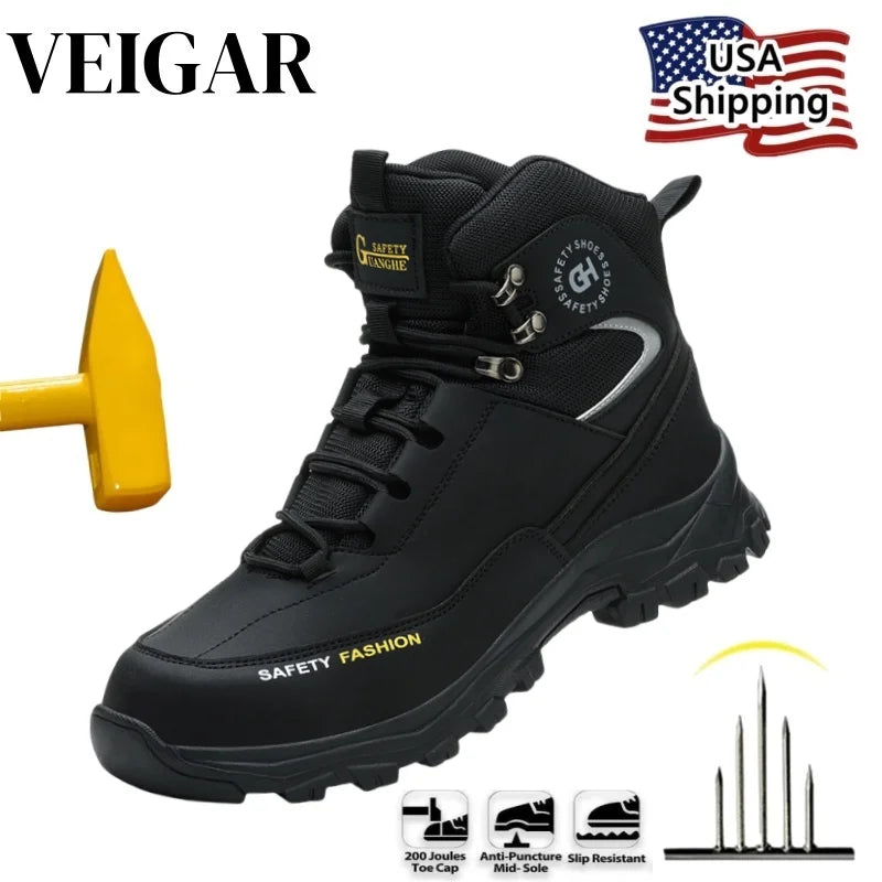 Men's Safety Shoes Steel Toe Anti Puncture Work Boots