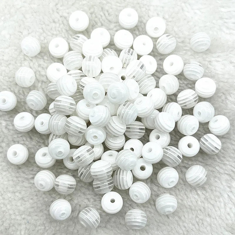 Transparent Round Resin Beads Stripe Spacer Beads For Jewelry Making