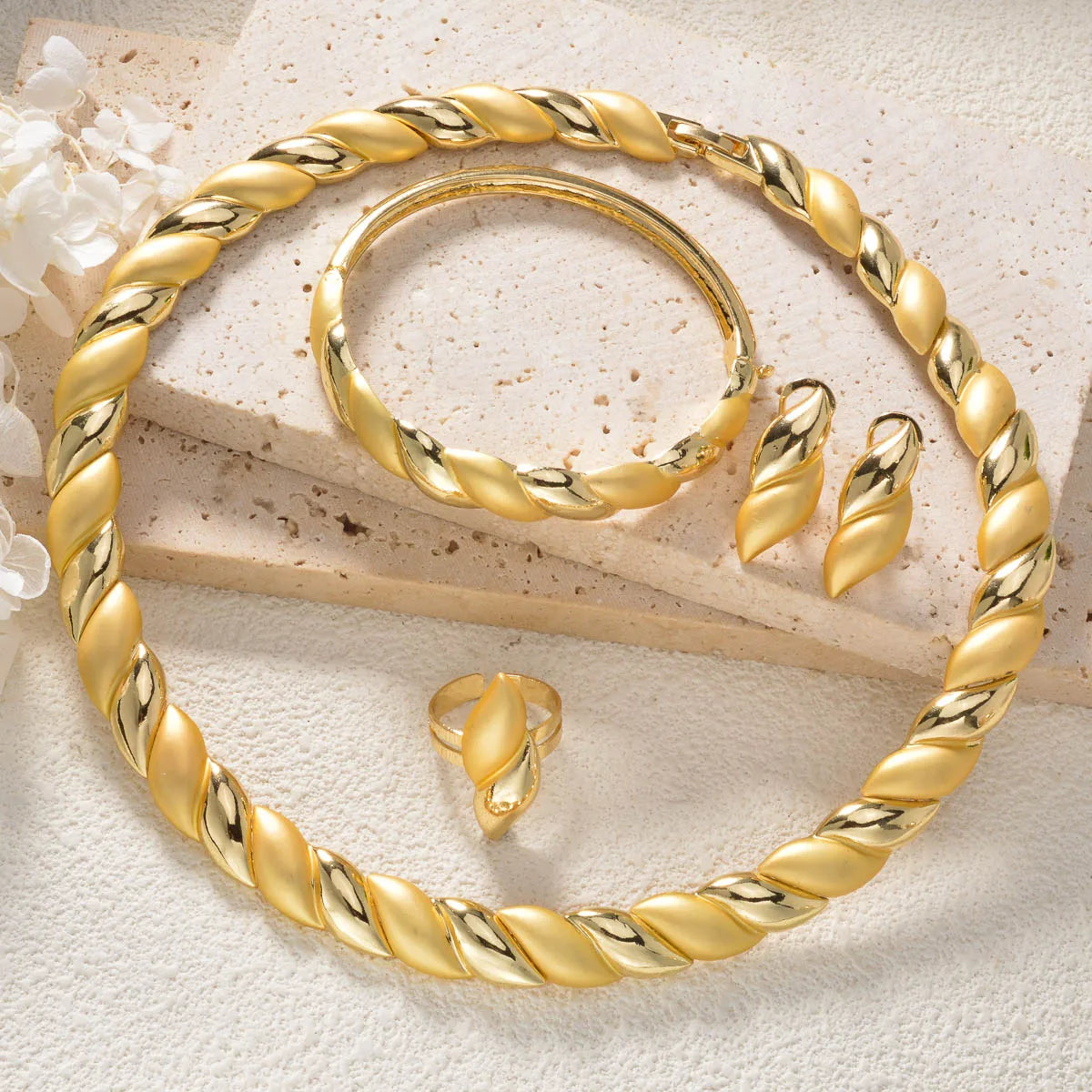Jewelry Set Dubai Luxury Necklace Ring Earrings Bracelet