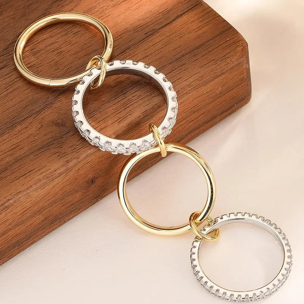 Four Ring Copper Inlaid Zircon Stacking Ring