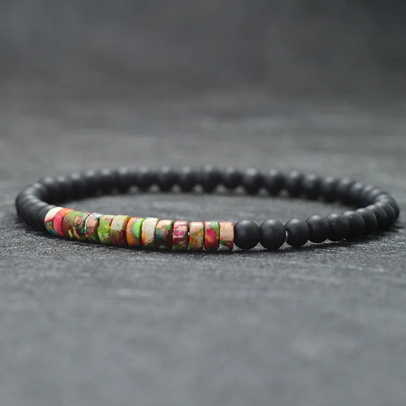 Bracelet Onyx 4mm Bead  Emperor Onyx Stone