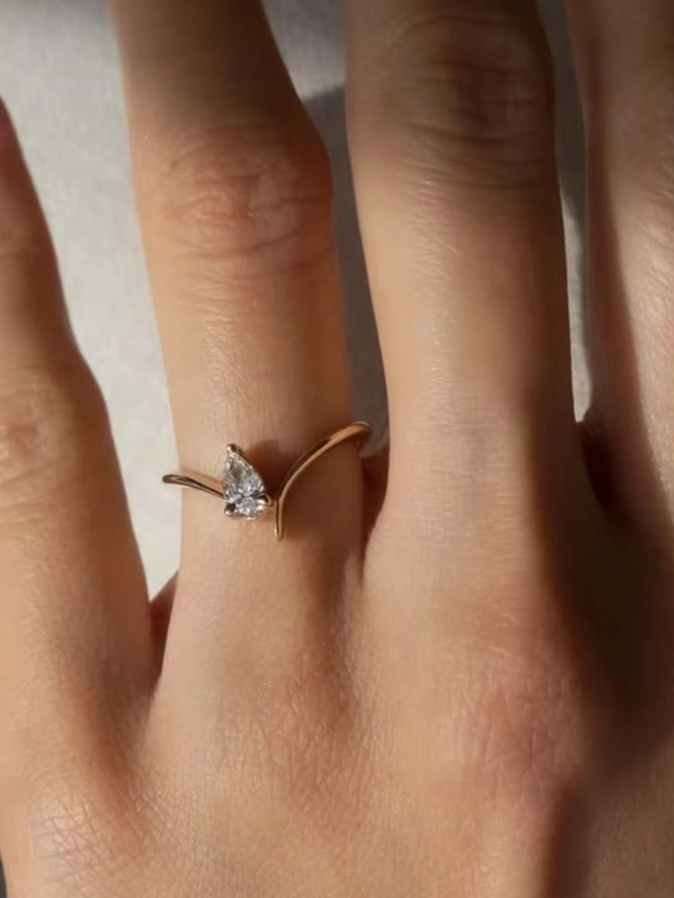 Sterling Silver Moissanite Teardrop Ring 0.8 Carat