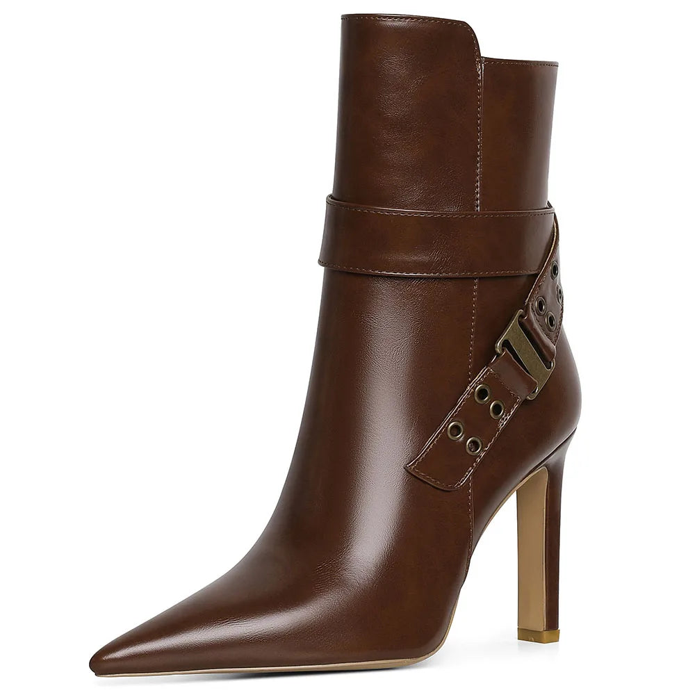 Womens High Heeled Boots Pointed Toe High Side Zipper