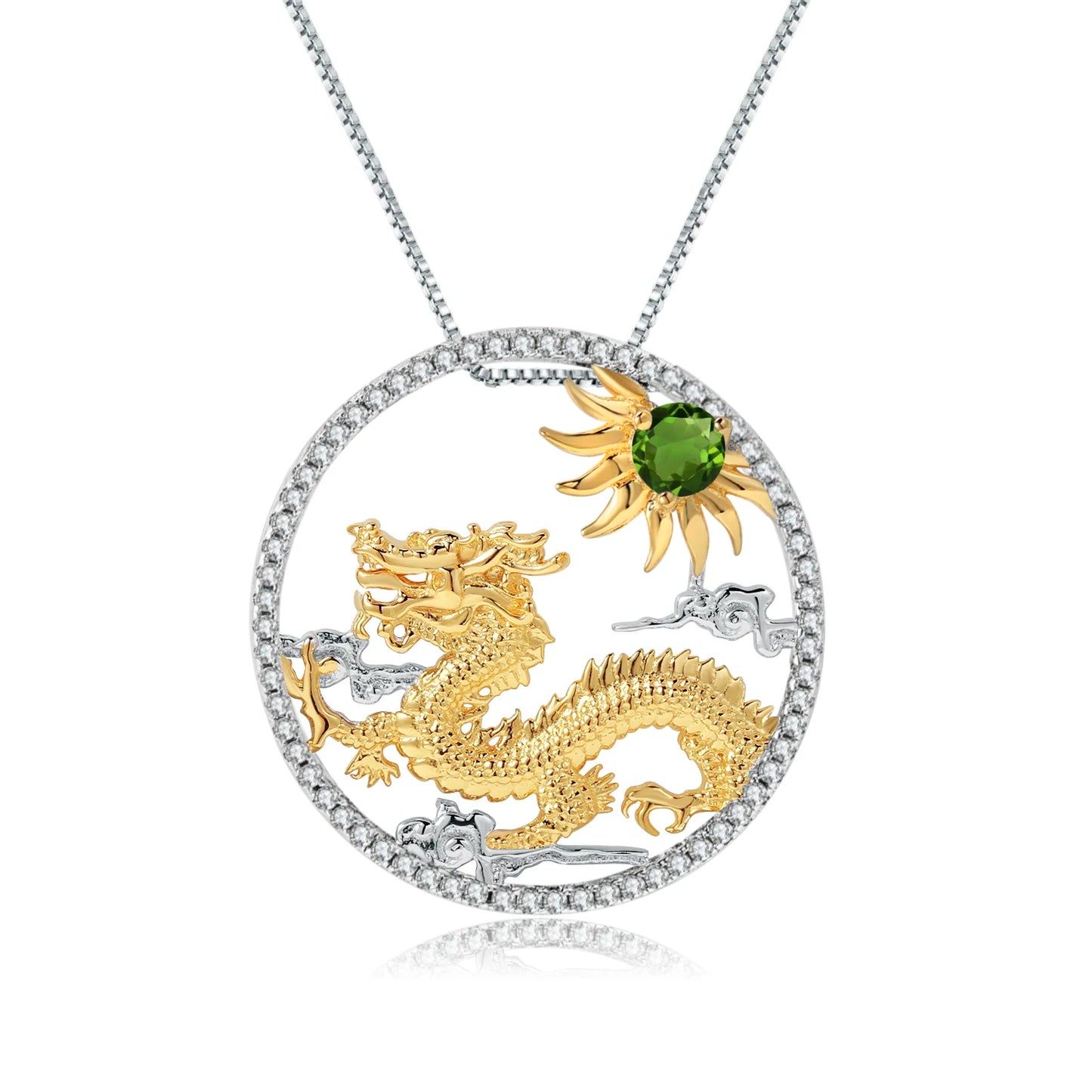 925 Necklace Silver Blue Topaz Dragon Pendant