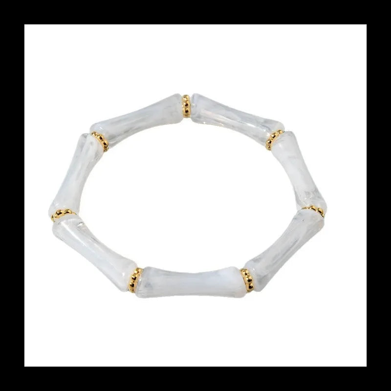 Bracelet Bamboo Tube Elastic Beaded