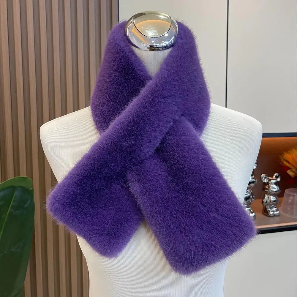 Rabbit Fur Shawl Scarf Double Sided Plush