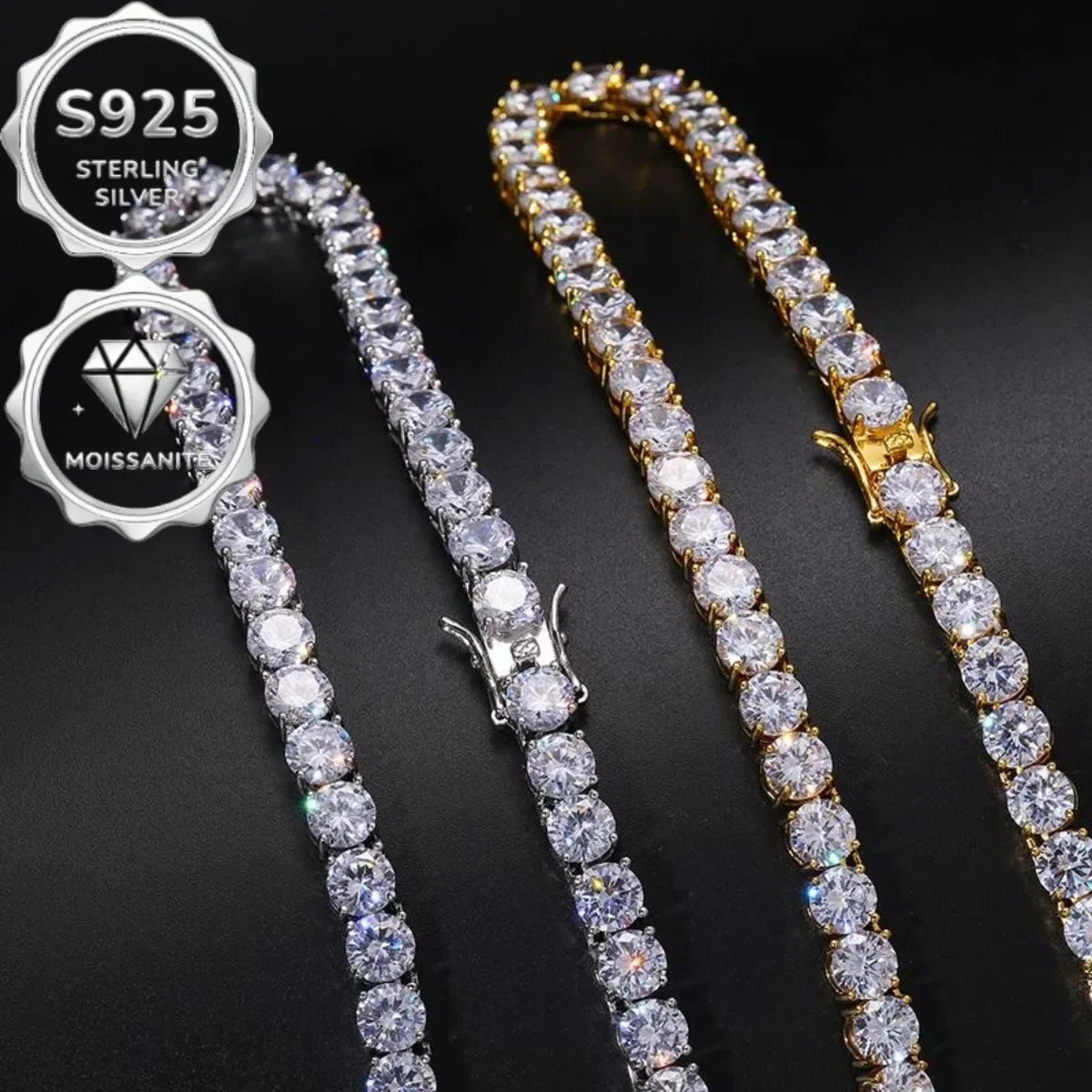 Moissanite Tennis Necklace 925 Sterling Silver Jewelry