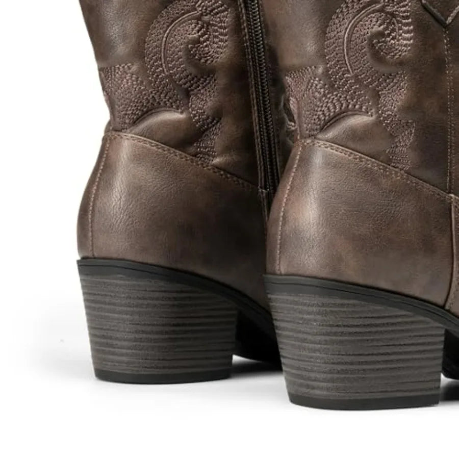 Women's Western Cowboy Embroided  Ankle Boots