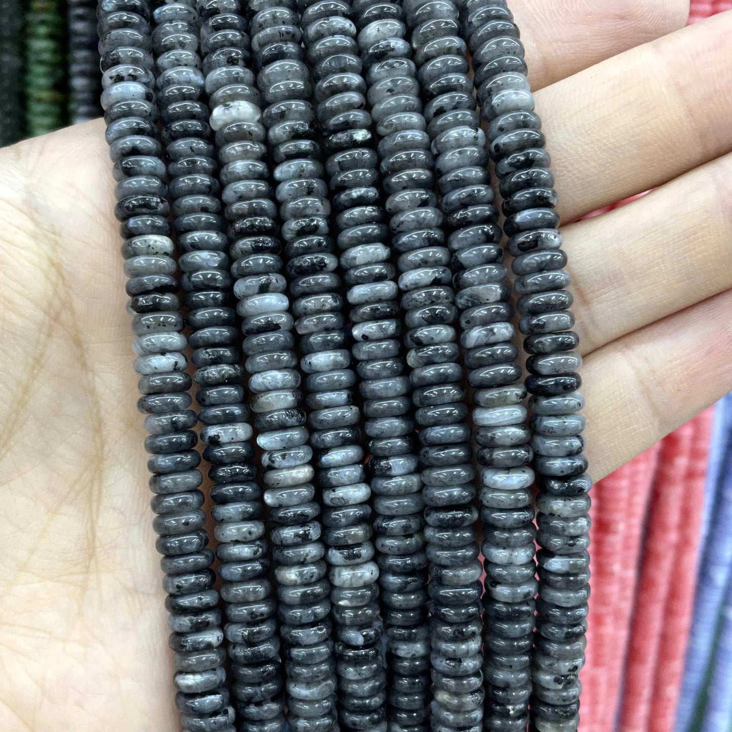 Natural Stone Bead Spacers Quartz Jasper Agate Flat Round