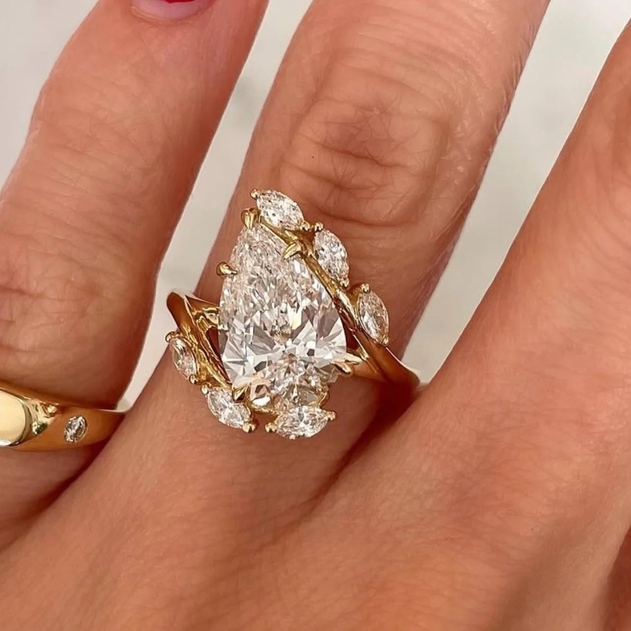 Ring 4ct Pear Moissanite 925 Sterling Silver