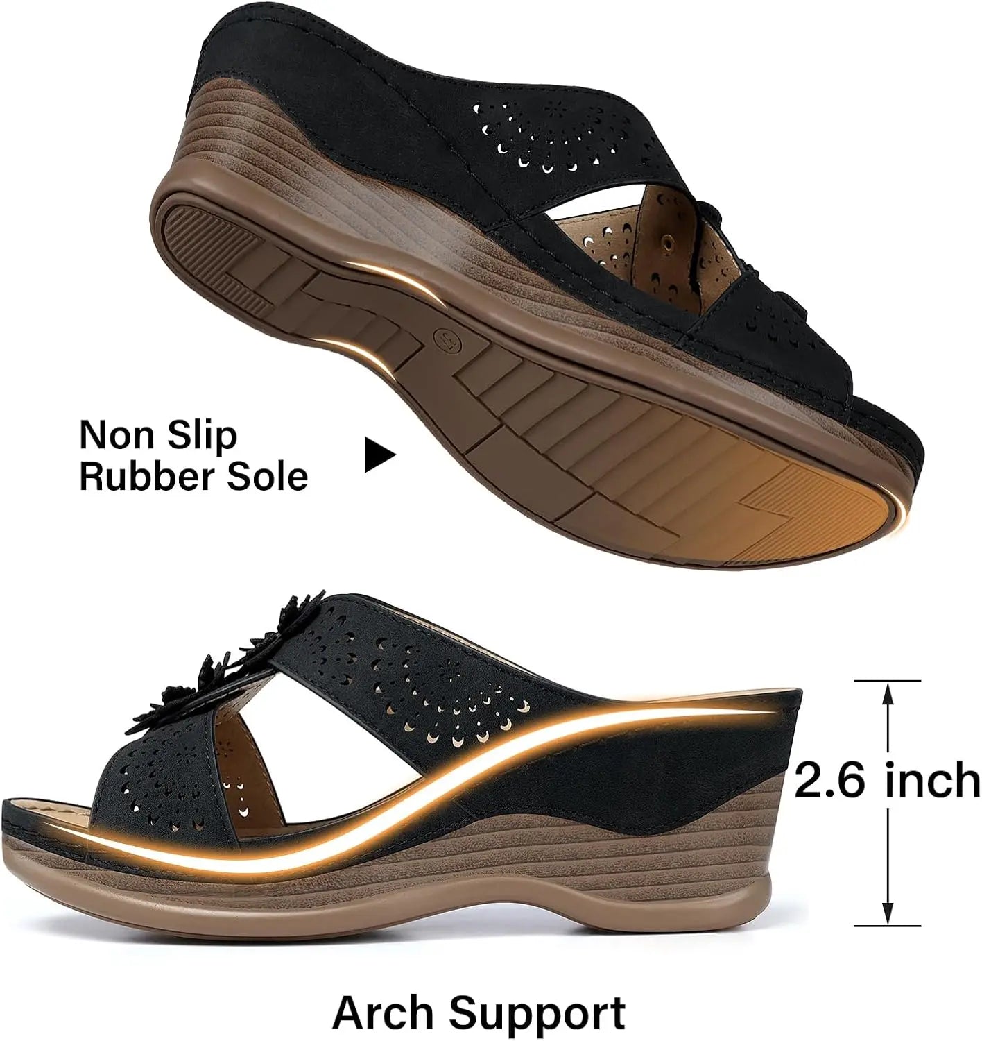 Women's Wedge Sandals  Rubber Sole Comfort