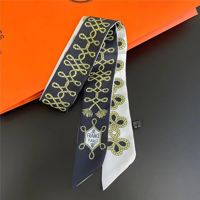 Scarf Skinny Plaid Silk Accessory