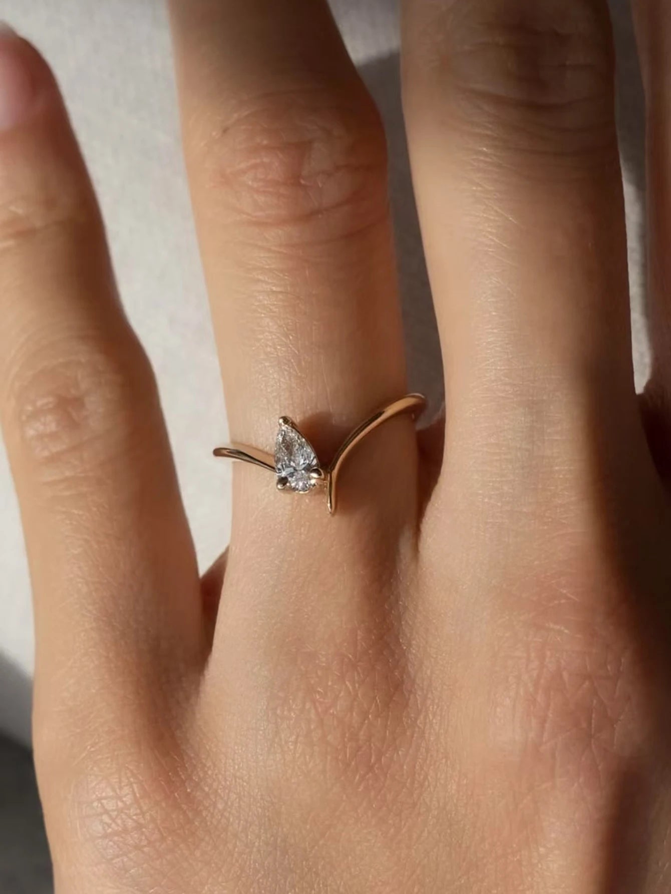 Sterling Silver Moissanite Teardrop Ring 0.8 Carat