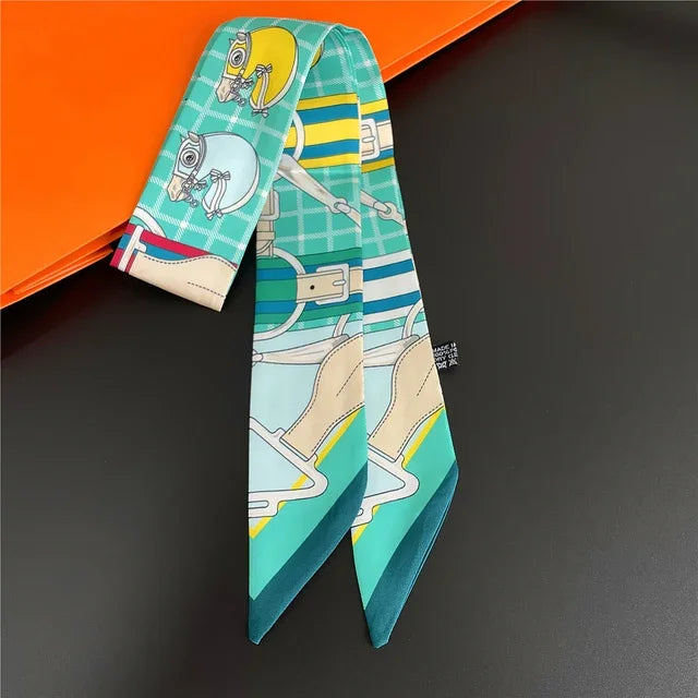 Scarf Skinny Plaid Silk Accessory
