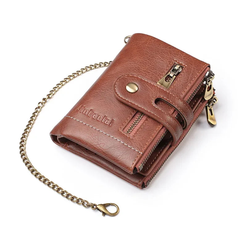 PU Leather Mens Wallet With Chain Card Holder High Quality