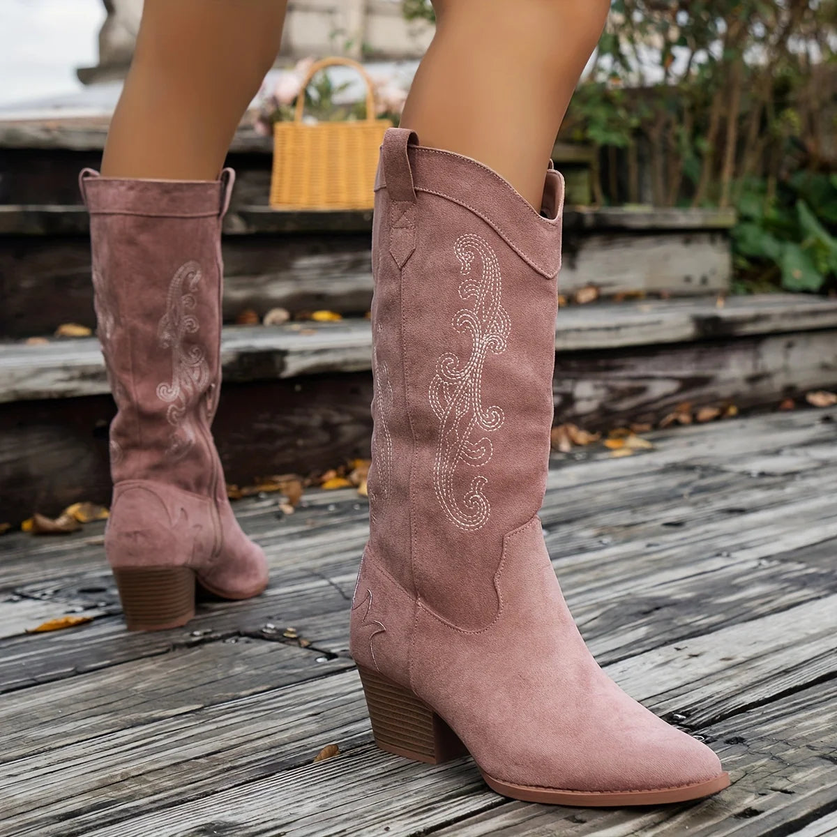 Women's Cowboy Boots with Exquisite Embroidery  Western