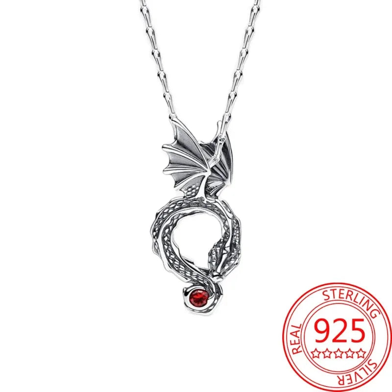 925 Necklace Sterling Silver Dragon Pendant