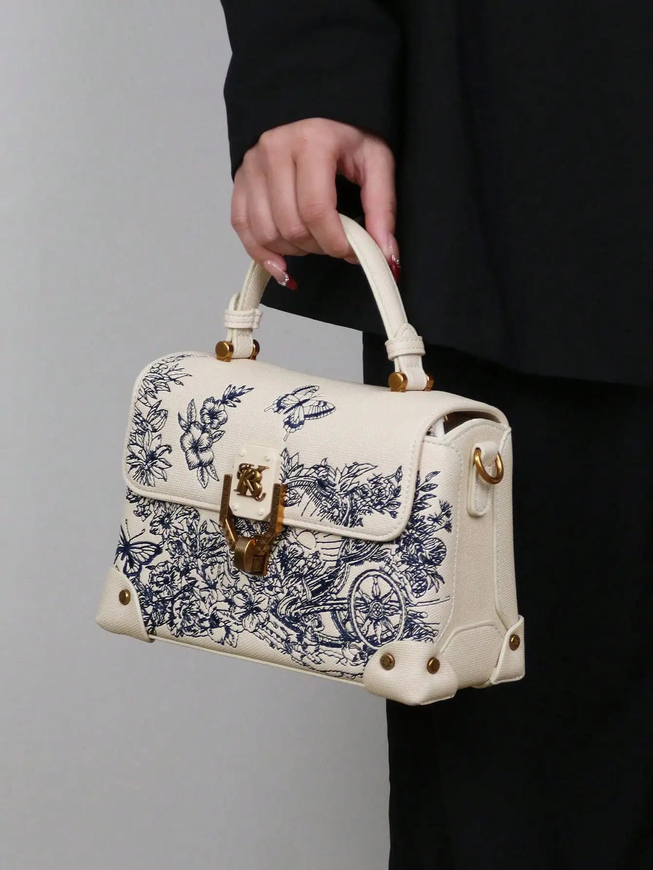 Handbag Leather With Embroidery