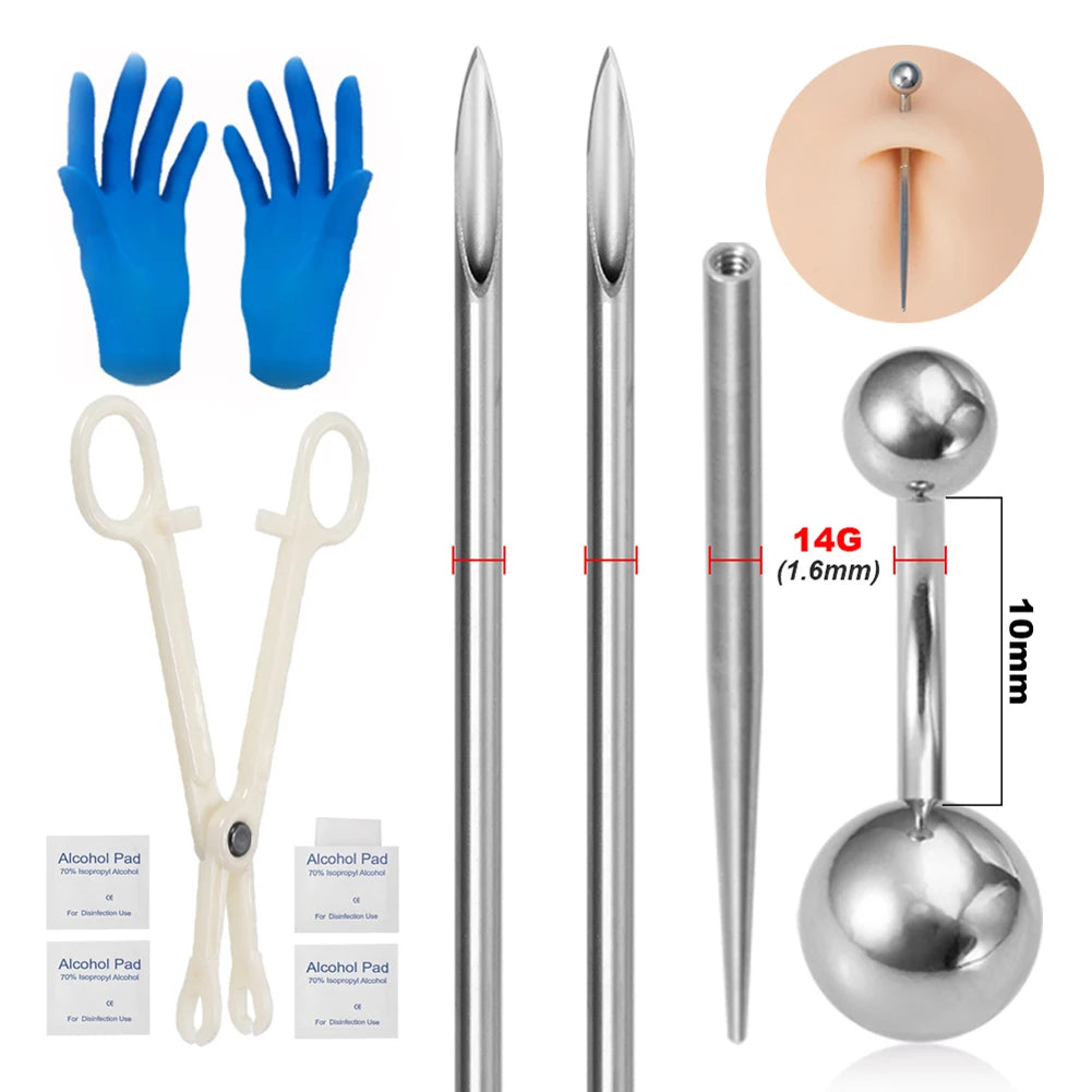 Hongtu Body Jewelry Surgical Steel Body Piercing Kit Needles