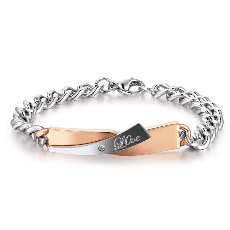 Bracelet Silver Rose Gold Stainless Steel Chain