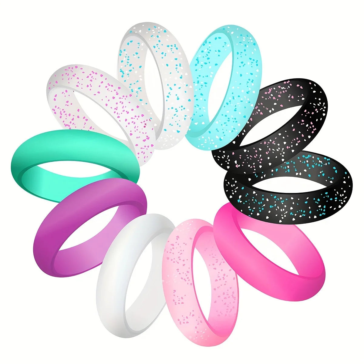10 Pack Silicone Rings for Women Wedding Band Set Everyday